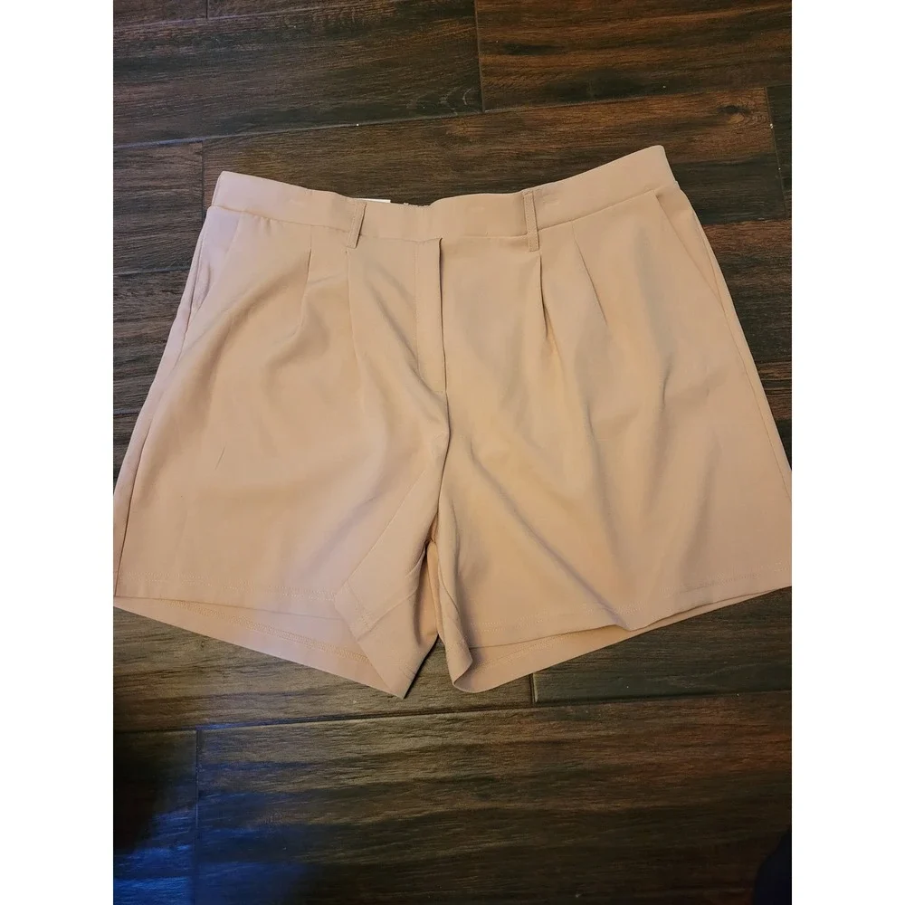 32Degrees Womens Pull On Shorts XL Orange Peach Pleated Elastic Waist‎ NEW 701